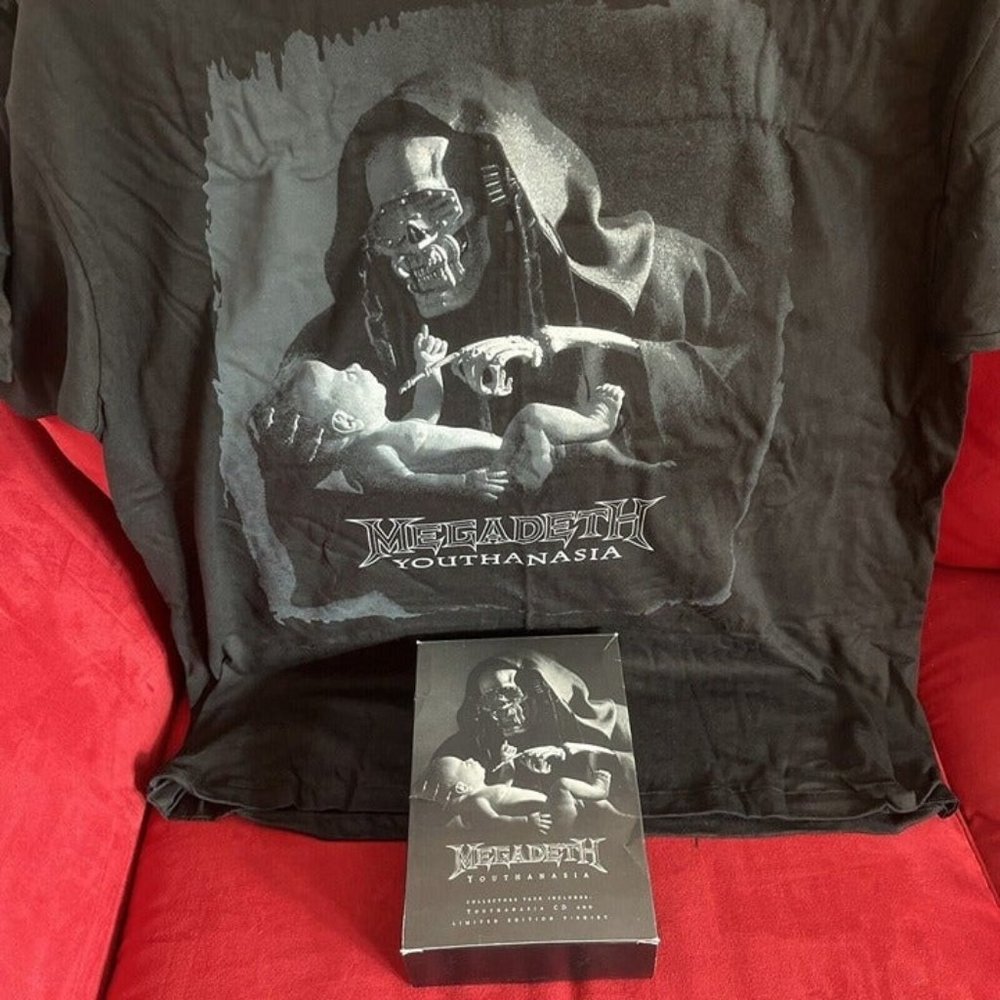 NOS VTG 1994 Megadeath Youthanasia T Shirt XL Collectors Pack Box Single Stitch